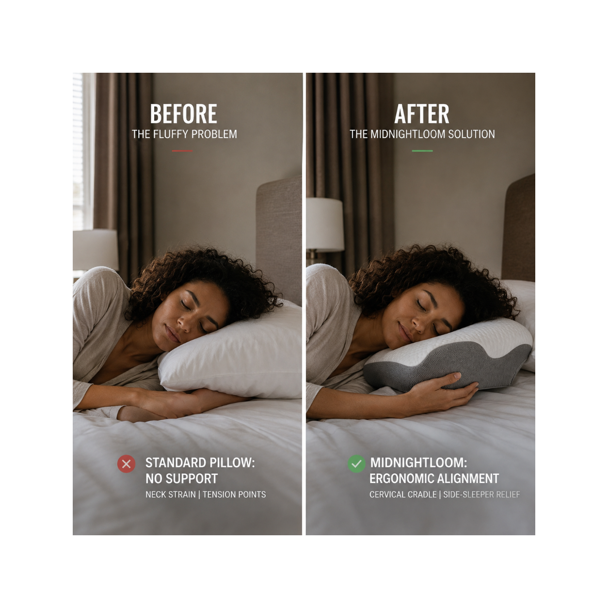 Midnight Loom Cervical Memory Foam Pillow , For Side Sleepers.